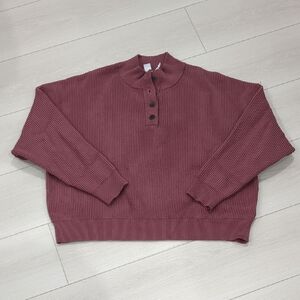 Twik XL  Ribbed Henley Sweater - Mauve
